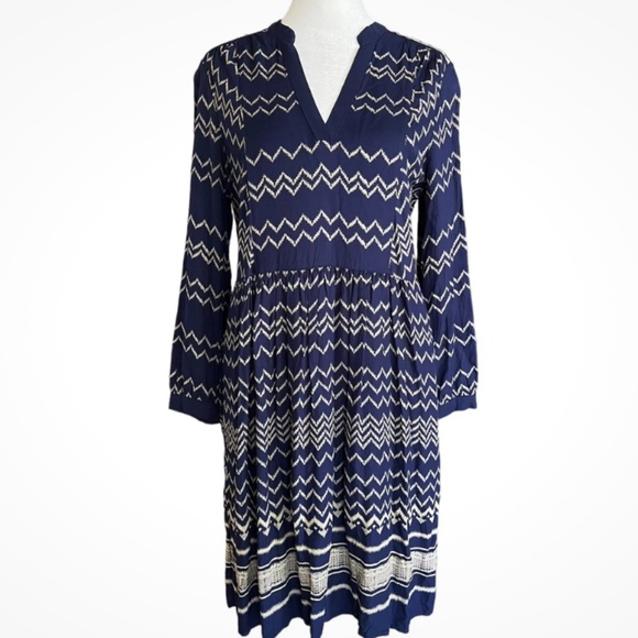 Anthropologie Holding Horses Blue Farica Chevron Dress - Picture 6 of 7